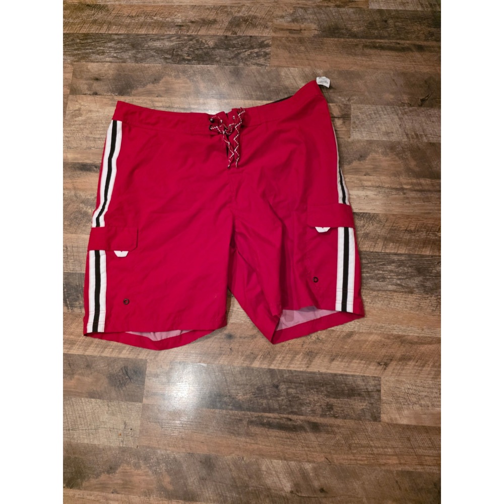 Old Navy‎ Mens Red Striped Cargo Board Shorts Swim Trunks XXL